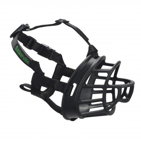Baskerville Muzzle: Front view of the muzzle, offering safe and comfortable restraint for dogs.